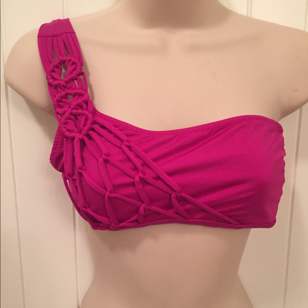 BECCA pink bikini top medium one strap
